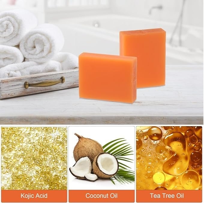 Kojic acid soap for whitening and moisturizing face and body, 65g * 3 pieces - Image 2