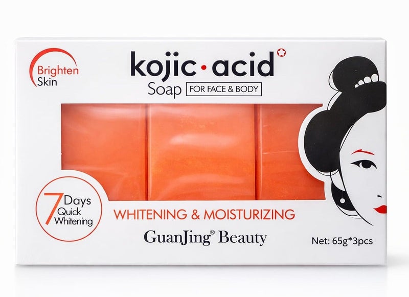 Kojic acid soap for whitening and moisturizing face and body, 65g * 3 pieces - Image 1