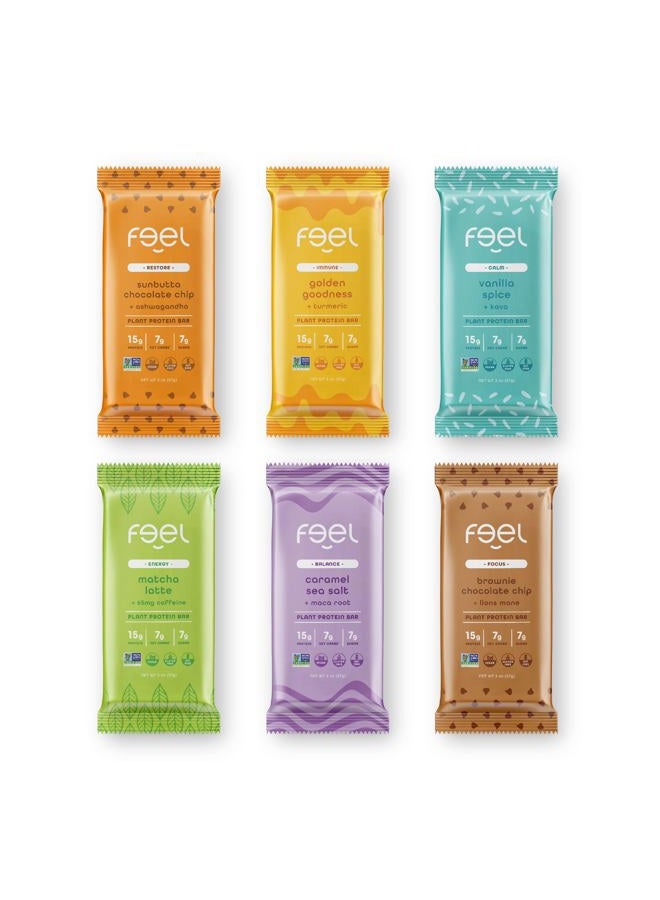 FEEL Feel Vegan Protein Bars - Keto, Gluten Free, Organic, 15g Protein - Dairy Free, Low Sugar - Variety Pack (6 Flavors, 6 Pack) - Image 1