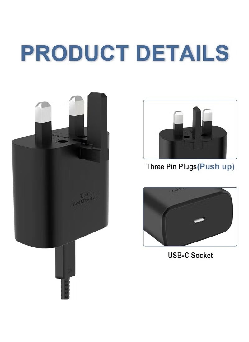 أسبور شاحن سريع 45 واط USB-C - متوافق مع S24، S23، S22، S21، S20 Ultra، S24+، S23+، S22+، A53، A15، ، A54 - محول طاقة Type-C  - Image 3