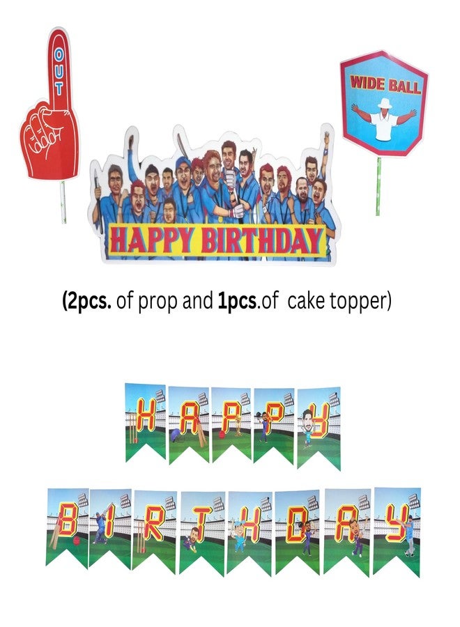 FI - FLICK IN Cricket Birthday Decorations For Boys 56 Pcs Indian Cricket Theme Happy Birthday Decoration(Pack of 56 , Multicolor) - Image 4