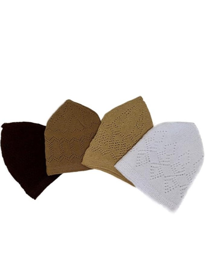 سكارف كوليكشنز مجموعة من 6 قبعات صلاة للرجال المسلمين طاقية شيشية تركية قبعة كروشيه محبوكة قبعة كوفي - Image 1