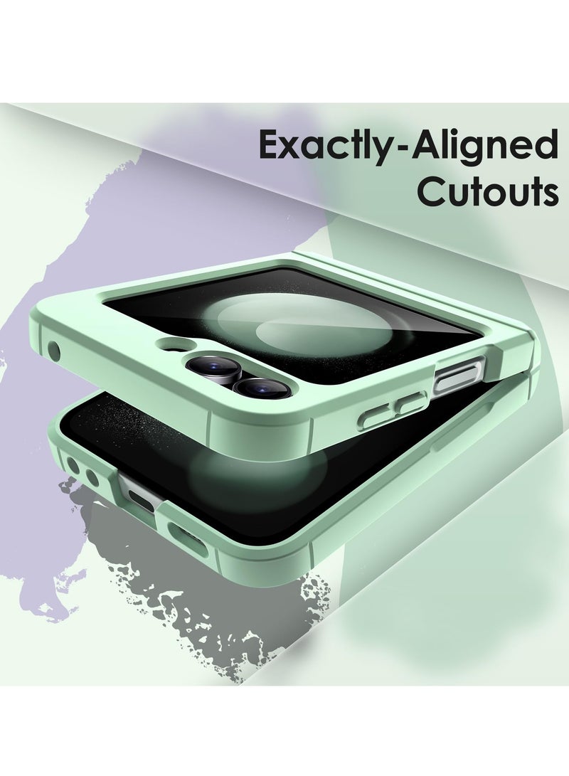 جي تيك حافظة لهاتف سامسونج جالاكسي Z فليب 5 2023 مع حماية مفصلة، ​​غطاء حماية صلب شديد التحمل لهاتف الكمبيوتر الشخصي مضاد لبصمات الأصابع، لمسة نهائية غير لامعة، أخضر نعناعي - Image 4