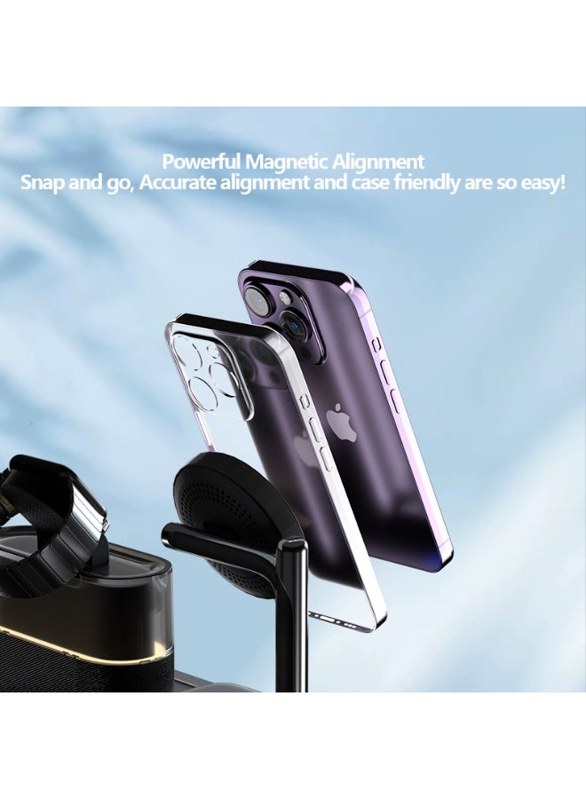 5-in-1 Lightweight Wireless Charging Station with Magnetic Attraction, Digital Clock, LED Night Light, and 3 Charging Areas for iPhone, TWS air Pods, and Smartwatch for Office and daily lifestyle use - Image 5