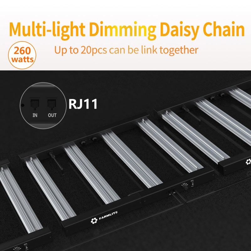 FARMLITE LED Grow Lights for Indoor Plants Full Spectrum Growing Light Plant Hanging Growing Lamps Seedling Led Grow Light Bar Daisy Chain Dimmable Board 4x4ft Coverage (260watts) - Image 4