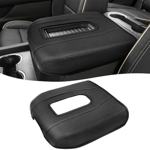 Eaglecover Center Console Armrest Cover for GMC Sierra & Chevy Silverado 2019-2025, Tahoe & Yukon & Suburban 2021-2025, Floor Console Bucket Seat Only, Vinyl Leather Trim, Scratchproof, Black - Image 1