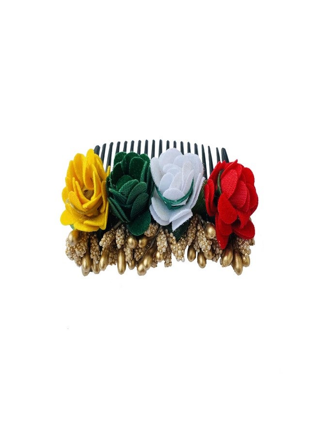 VinshBond Flower Juda Pin Clip Hair Bun Side Comb Hair Accessory For Women And Girls, Pack of 1, Multicolour - Image 3