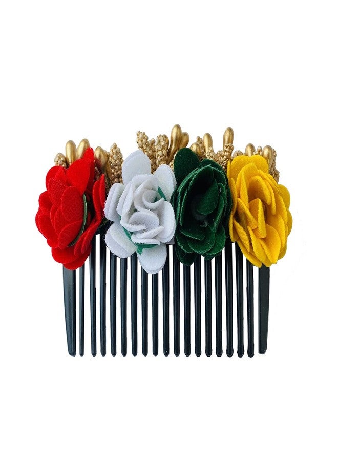 VinshBond Flower Juda Pin Clip Hair Bun Side Comb Hair Accessory For Women And Girls, Pack of 1, Multicolour - Image 1