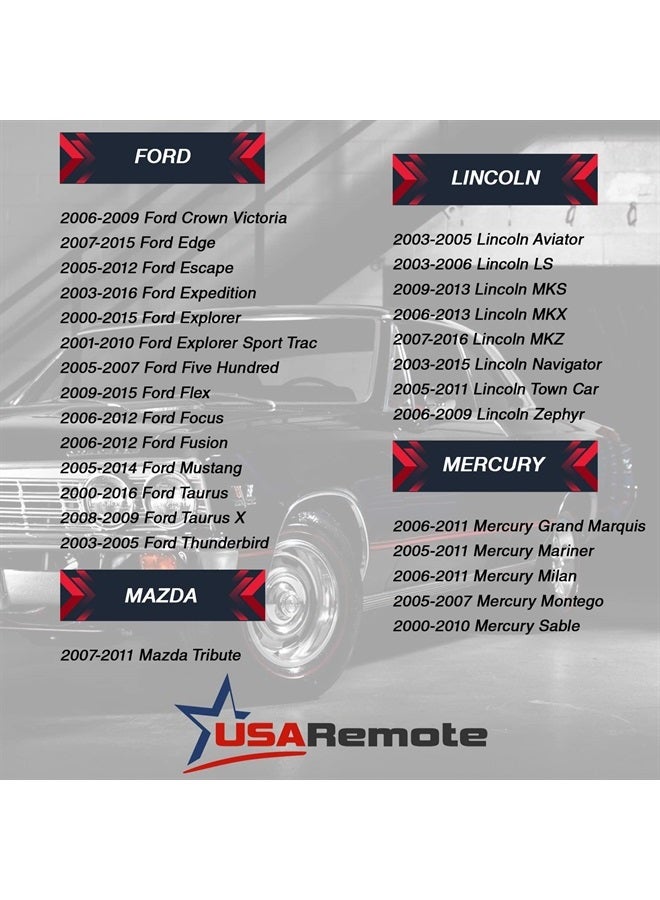Car Key Fob Keyless Entry Remote fits Ford, Lincoln, Mercury, Mazda (CWTWB1U793 4-btn) - Guaranteed to Program