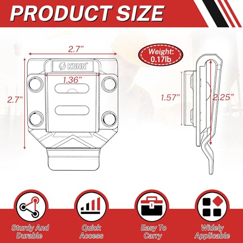 KUNN Drill Holder for Tool Belt, Single Pack Drill Belt Clip & Tape Measure Holster | Low-Profile Quick-Release Holder | Fits Belts Up to 2.7" | for Impact Driver, Nailer - Image 2