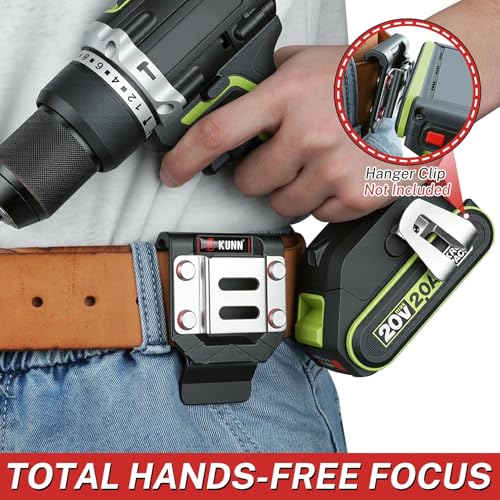 KUNN Drill Holder for Tool Belt, Single Pack Drill Belt Clip & Tape Measure Holster | Low-Profile Quick-Release Holder | Fits Belts Up to 2.7" | for Impact Driver, Nailer - Image 5