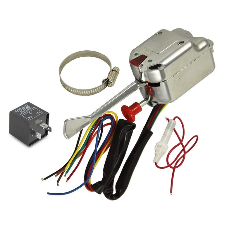 ANTO 12V Universal Chrome Street Hot Rod Turn Signal Switch for Ford GM Buick Street Rods with 3 Pin LED Turn Blinker Light Flasher Relay - Image 1