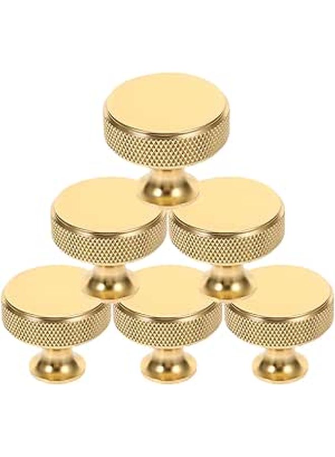 Gold Round Wardrobe Door Knobs Metal Pulls 6 Pack Solid Cabinet Handles - Image 1