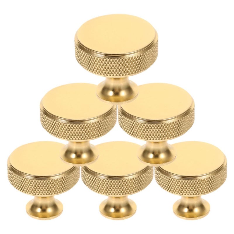 Gold Round Wardrobe Door Knobs Metal Pulls 6 Pack Solid Cabinet Handles - Image 2