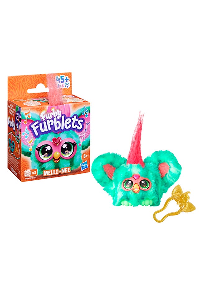 Furby - Furby Furblets Mello-Nee Mini Friend, 45+ Sounds, Summer Chill Music & Furbish Phrases, Electronic Plush Toys for Girls & Boys 6 Years & Up, Watermelon Red & Green - Image 1