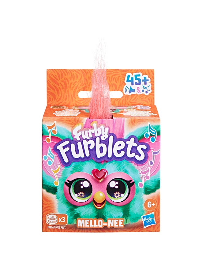 Furby - Furby Furblets Mello-Nee Mini Friend, 45+ Sounds, Summer Chill Music & Furbish Phrases, Electronic Plush Toys for Girls & Boys 6 Years & Up, Watermelon Red & Green - Image 1