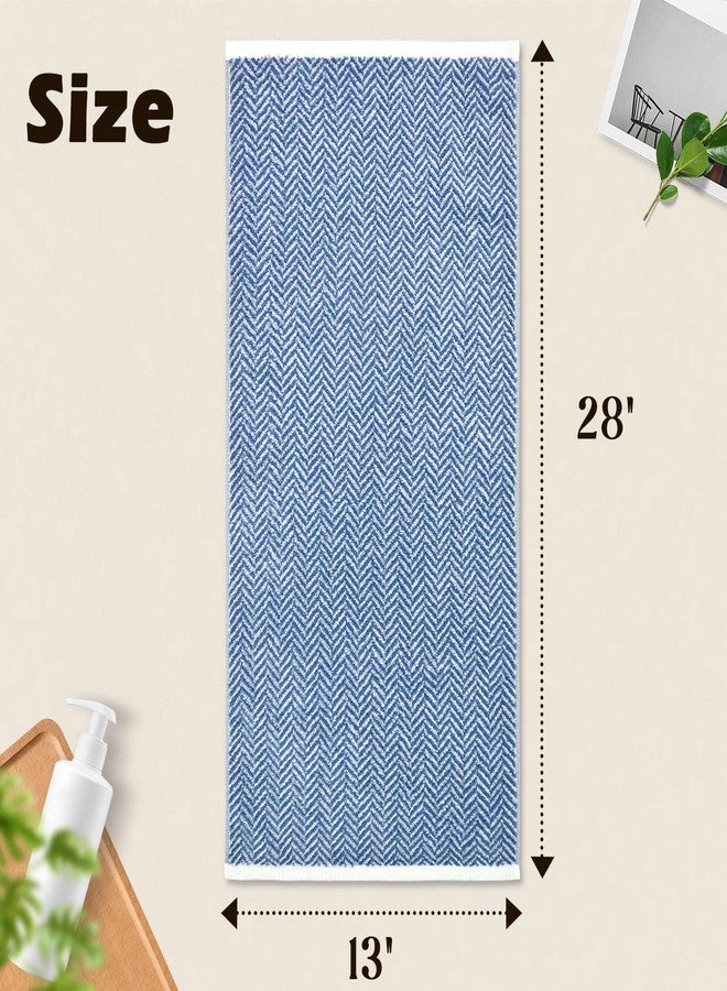Cleanbear Hand Towels for Bathroom with Herringbone Stripes, Decorative Hand Towel Set, 100% Cotton Bathroom Towels, 13 x 28 in (2, Light-Blue) - Image 2