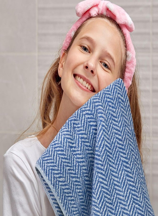Cleanbear Hand Towels for Bathroom with Herringbone Stripes, Decorative Hand Towel Set, 100% Cotton Bathroom Towels, 13 x 28 in (2, Light-Blue) - Image 5