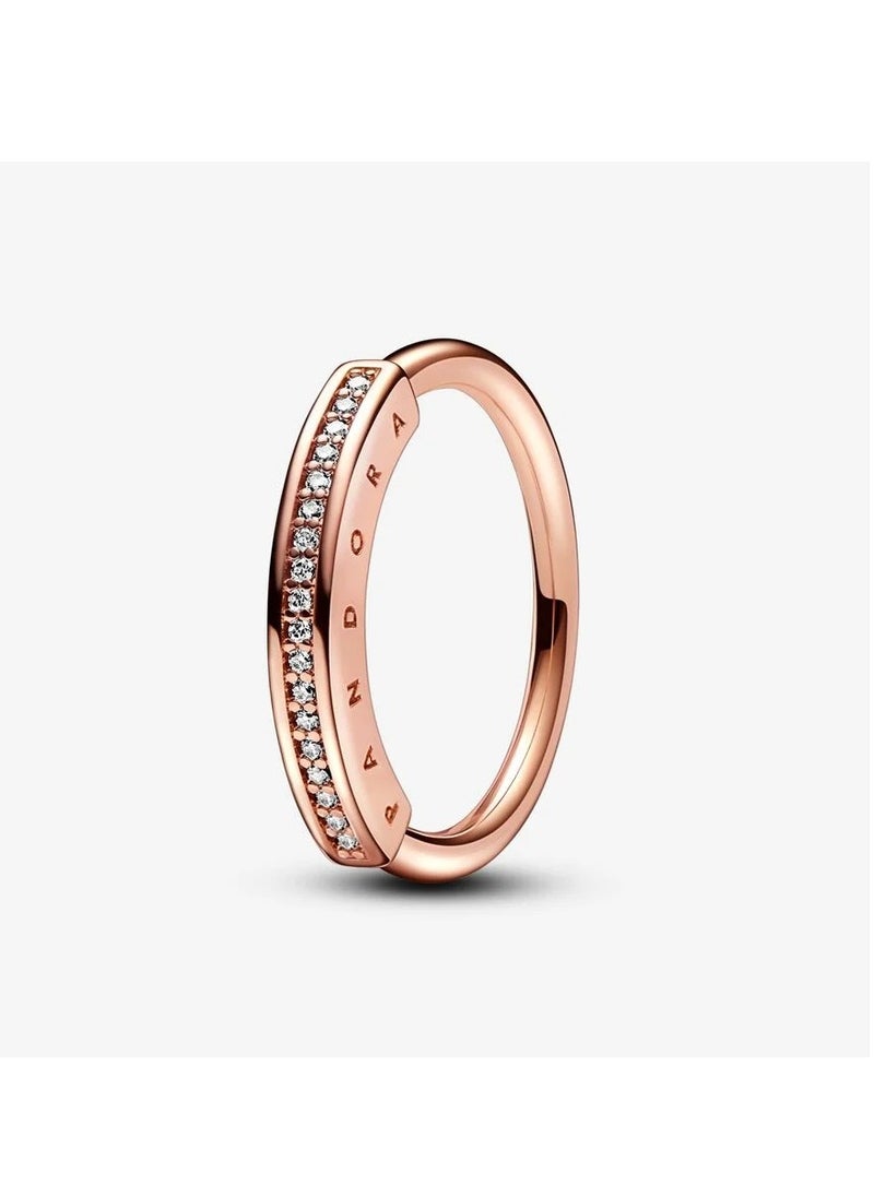 Pandora Violet - Pandora Signature Pave Classic Gold Ring - Image 1