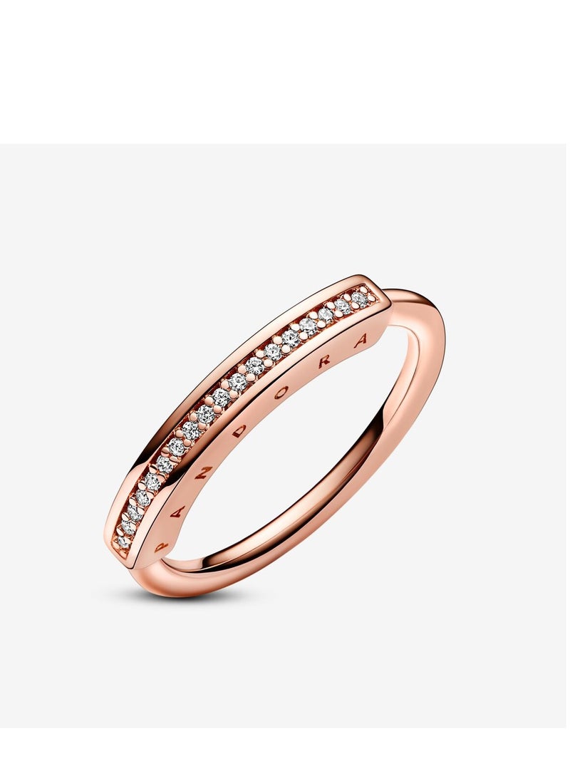 Pandora Violet - Pandora Signature Pave Classic Gold Ring - Image 1