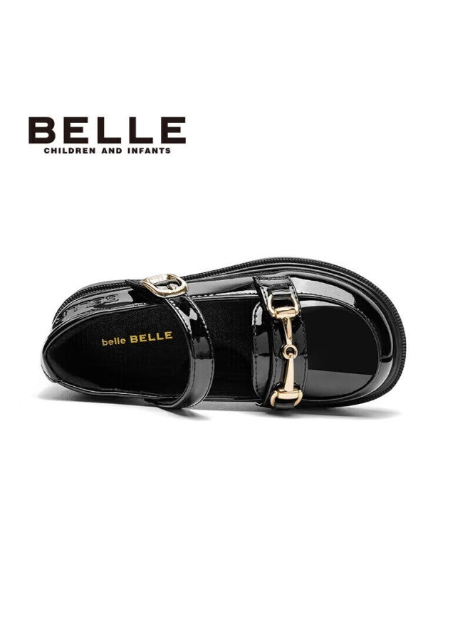Belle Children's Shoes, Spring Children's Leather Shoes, Girls' Performance Flats, Back-to Student Shoes, Black, Size 33 - Image 3