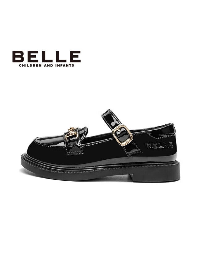 Belle Children's Shoes, Spring Children's Leather Shoes, Girls' Performance Flats, Back-to Student Shoes, Black, Size 33 - Image 2