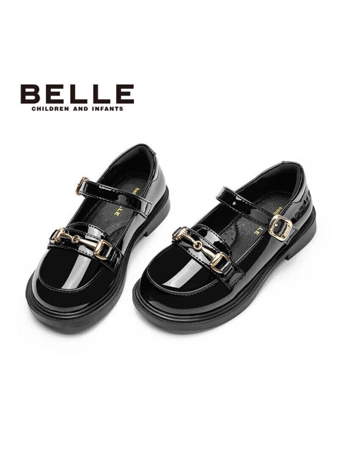 Belle Children's Shoes, Spring Children's Leather Shoes, Girls' Performance Flats, Back-to Student Shoes, Black, Size 33 - Image 5