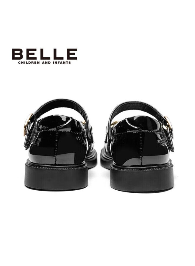 Belle Children's Shoes, Spring Children's Leather Shoes, Girls' Performance Flats, Back-to Student Shoes, Black, Size 33 - Image 4