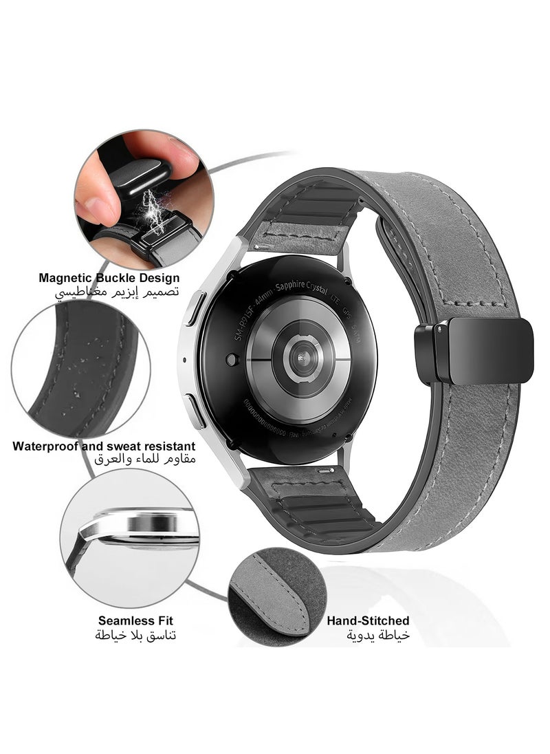 TDZDDYS TDZDDYS 22mm Leather Watch Strap with Magnetic Buckle Design, Compatible with Huawei GT3/4 46mm, GT3 Pro, Huawei Watch 3, GT2e, GT2 Pro, GT2 42/46mm, Samsung Galaxy Watch 3 45mm/Gear S3(Grey)  - Image 4