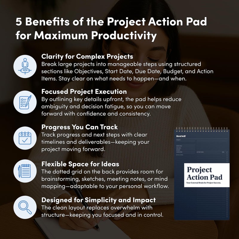 BestSelf Co. BestSelf Project Action Pad - Daily Task Planner, To-Do List & Action Pad for Boosting Productivity and Effective Project Management - Image 2