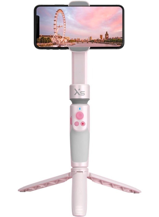 NORMELLE Smooth XS Foldable Smartphone Gimbal Stabilizer – 3-Axis Handheld Selfie Stick with Gesture Control, Built-in Tripod, ActiveTrack, Phone Charging, Native Camera Support, Long Battery Life – Perfect for Vlogging, YouTube, TikTok & iPhone/Android – Pink - Image 1