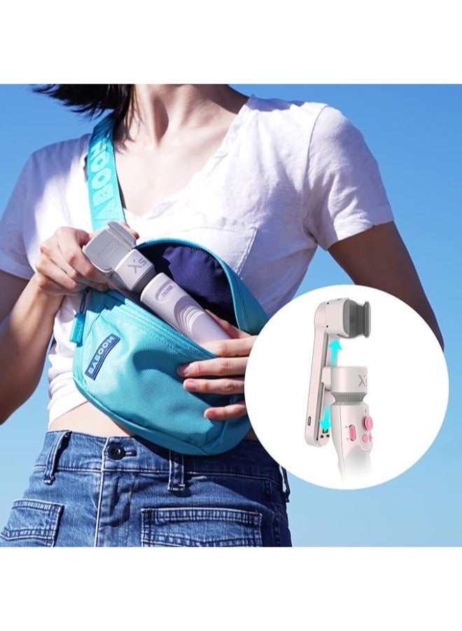 NORMELLE Smooth XS Foldable Smartphone Gimbal Stabilizer – 3-Axis Handheld Selfie Stick with Gesture Control, Built-in Tripod, ActiveTrack, Phone Charging, Native Camera Support, Long Battery Life – Perfect for Vlogging, YouTube, TikTok & iPhone/Android – Pink - Image 5