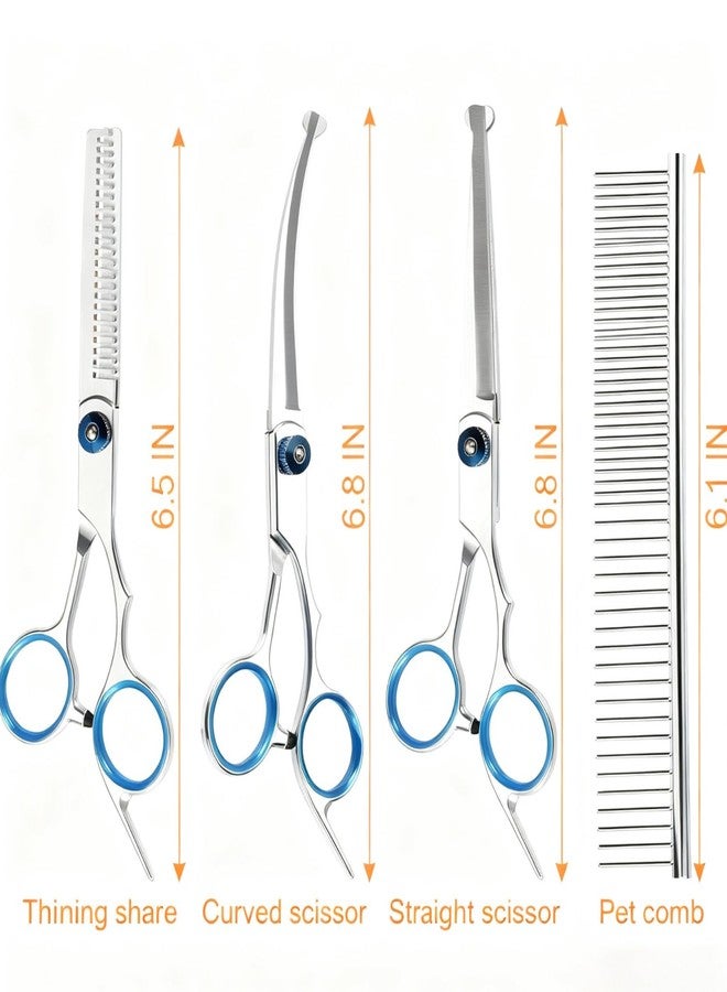 TecoKart® 6 Pcs Professional Stainless Steel Dog Grooming Kit | Pet Grooming Scissors Kit with Thinning, Straight, Curved Shears, Comb & Case | Dog Hair Cutting Scissors for Shih Tzu & All Breeds - Image 2