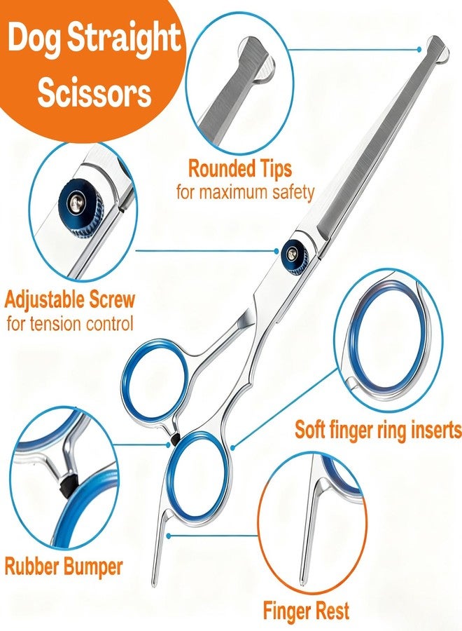 TecoKart® 6 Pcs Professional Stainless Steel Dog Grooming Kit | Pet Grooming Scissors Kit with Thinning, Straight, Curved Shears, Comb & Case | Dog Hair Cutting Scissors for Shih Tzu & All Breeds - Image 4