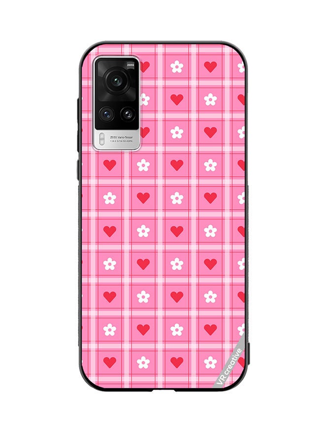 VR CREATIVE Protective Case Cover For Vivo X60 Pro Cute Heart Love Daisy Flower Red Pink Design Multicolour - Image 1
