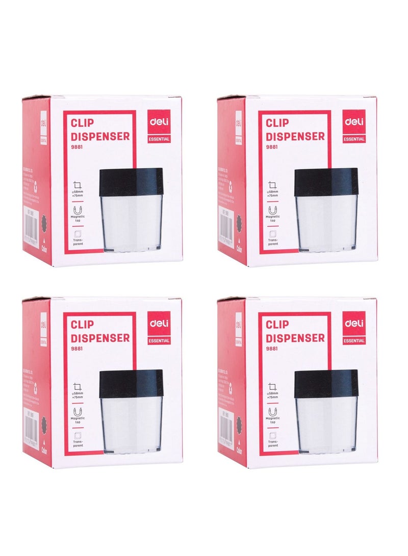 Deli 4-Piece Magnetic Paper Clip Dispenser - Image 1
