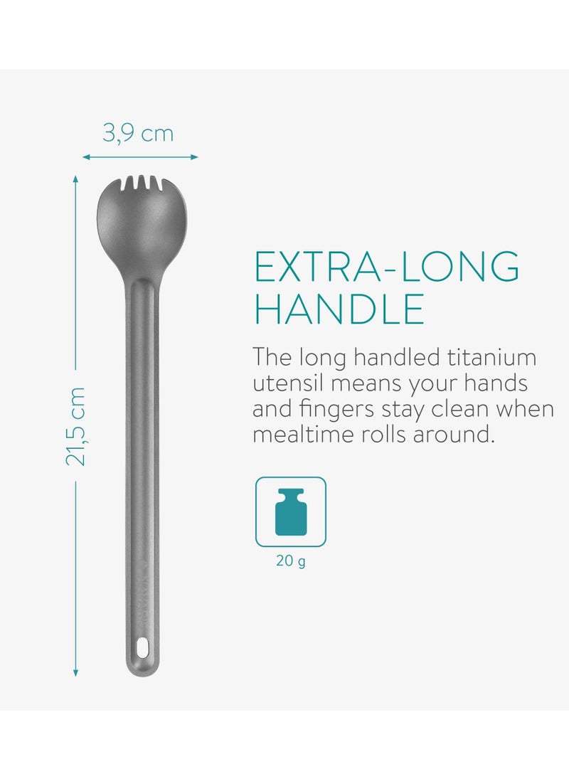 SYOSI Titanium Long Handle and Spoon Eco-Friendly Ultralight Portabale Flatware for Camping Cookware Wilderness Outdoors Picnics 2pcs  - Image 3