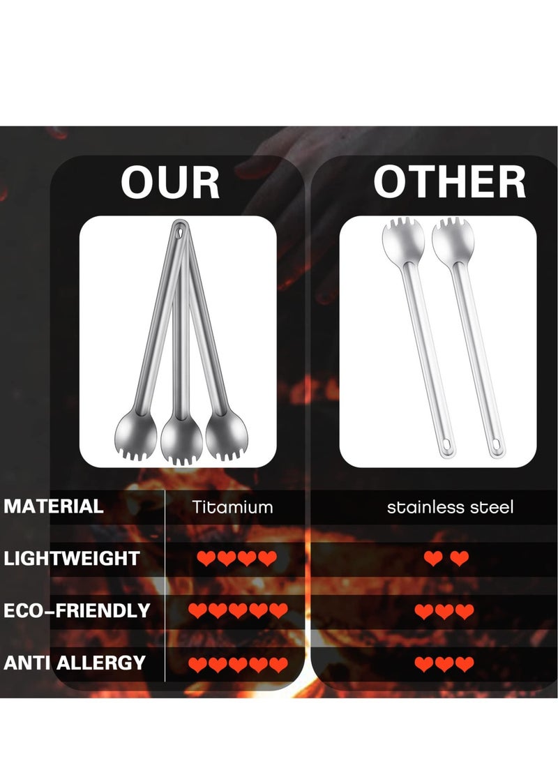 SYOSI Titanium Long Handle and Spoon Eco-Friendly Ultralight Portabale Flatware for Camping Cookware Wilderness Outdoors Picnics 2pcs  - Image 5