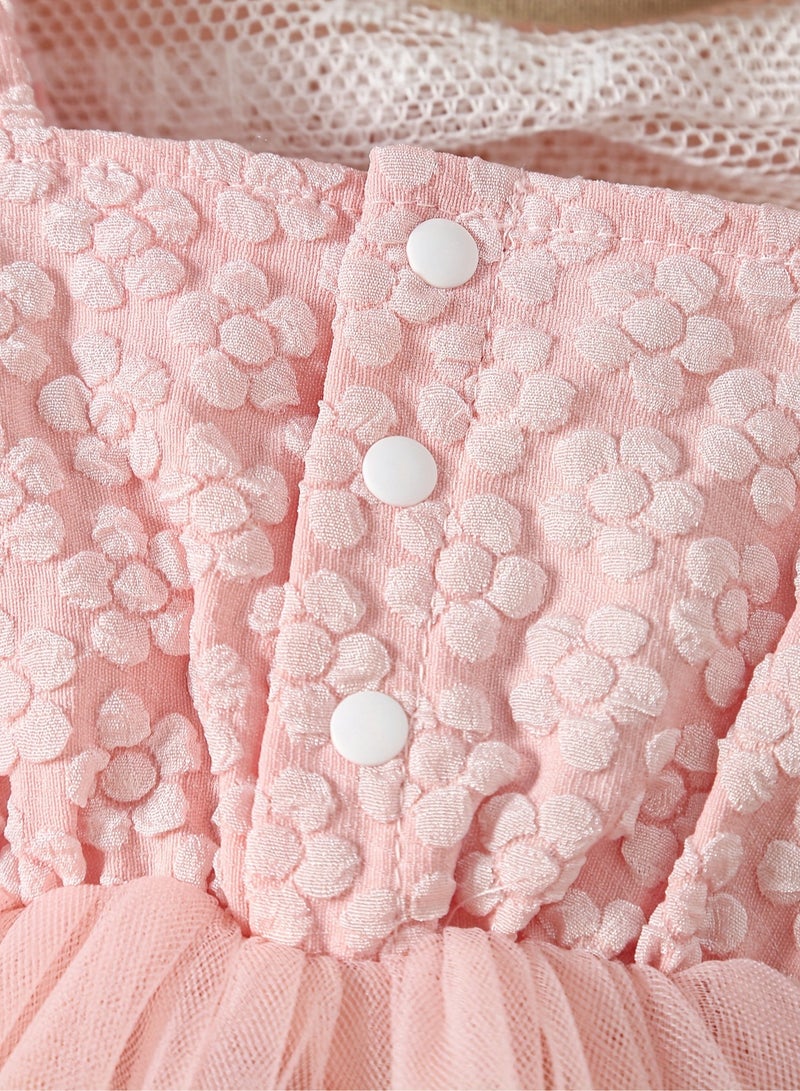 DOOKOO Baby Girl Lace Romper with Floral Design, Newborn Tulle Onesie Dress, Infant Sleeveless Jumpsuit for Special Occasions - Image 3