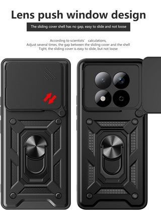 for Redmi Note 15 Pro+ 5G / Xiaomi POCO M8 Pro 5G Case Cover, Slide Camera Lens Cover, Magnetic Ring Holder Kickstand Protective Phone Case for Redmi Note 15 Pro+ 5G / Xiaomi POCO M8 Pro 5G, Black - view 2