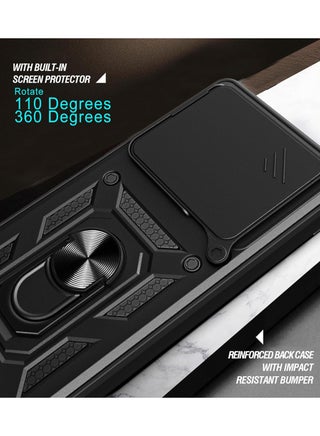 for Redmi Note 15 Pro+ 5G / Xiaomi POCO M8 Pro 5G Case Cover, Slide Camera Lens Cover, Magnetic Ring Holder Kickstand Protective Phone Case for Redmi Note 15 Pro+ 5G / Xiaomi POCO M8 Pro 5G, Black - view 5