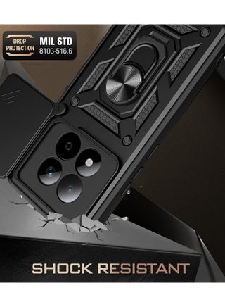 for Redmi Note 15 Pro+ 5G / Xiaomi POCO M8 Pro 5G Case Cover, Slide Camera Lens Cover, Magnetic Ring Holder Kickstand Protective Phone Case for Redmi Note 15 Pro+ 5G / Xiaomi POCO M8 Pro 5G, Black - view 3