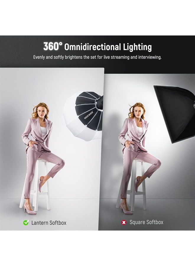Neewer NEEWER 26"/65cm Lantern Softbox One Step Quick Release, 360° Light Diffuser with Skirt, Bowens Mount for Video Light CB60 CB100 CB150 Compatible with Aputure Light 600d Amaran 60x Godox SL60W, NS65L  - Image 2