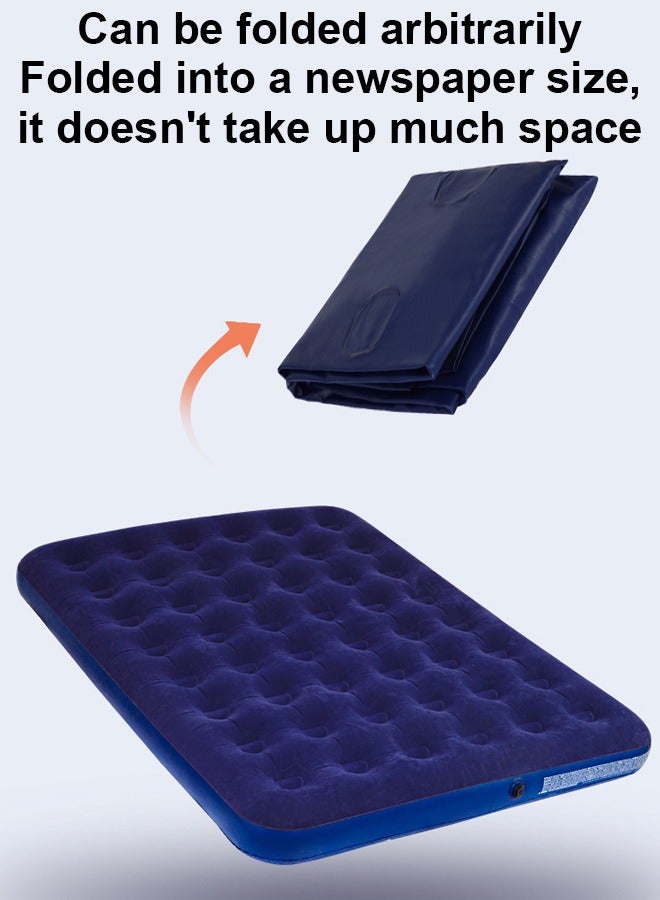 ZCM-HAPPY Thick Foldable Outdoor Camping Air Flocking Mattress - Portable, Inflatable, Ultra Comfortable with Hand Pump, Air Pillow and Accessories, Ideal for Camping, Hiking and Travel (191x99x22 cm) - Image 4