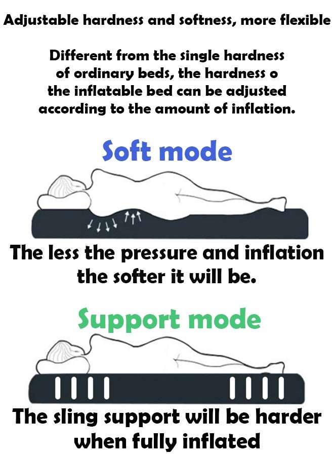 ZCM-HAPPY Thick Foldable Outdoor Camping Air Flocking Mattress - Portable, Inflatable, Ultra Comfortable with Hand Pump, Air Pillow and Accessories, Ideal for Camping, Hiking and Travel (191x99x22 cm) - Image 5