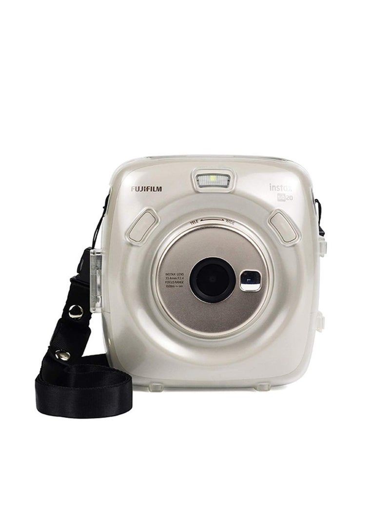 Protective Case Compatible with Fujifilm Instax Square SQ20 Instant Film Camera/Crystal Hard Shell PVC Protective Cover Carrying Cover/with Adjustable Shoulder Strap -Clear - Image 2