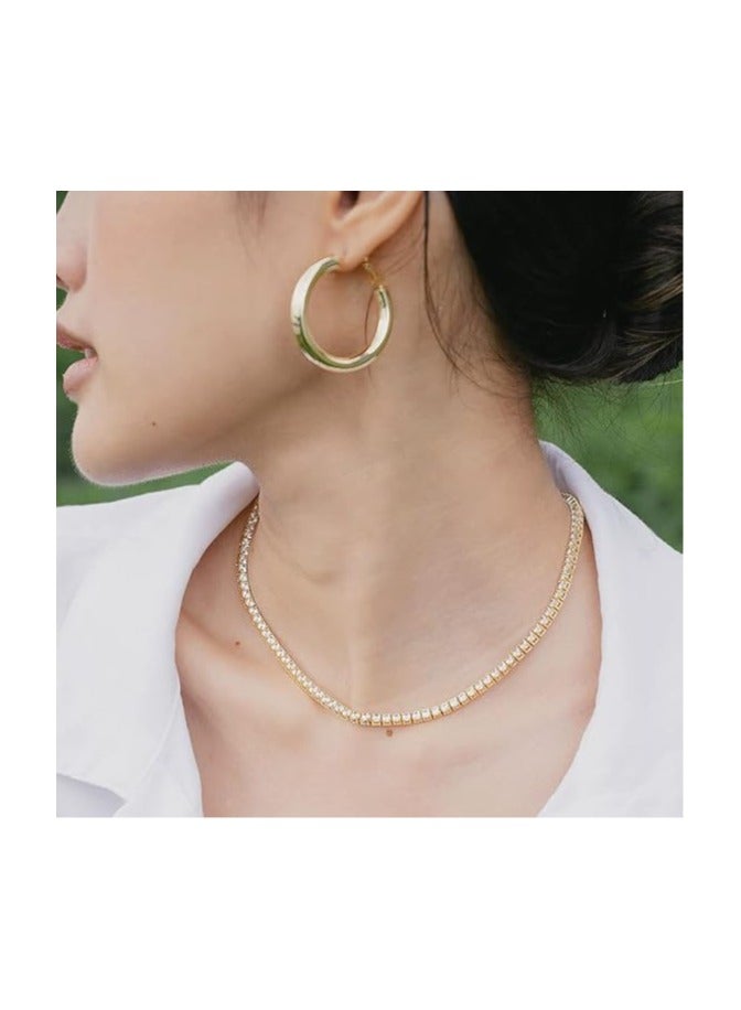 Fayrouz Jewellery 18 inch 18k tennis chain | A circular tennis necklace plated in white and yellow gold studded with cubic zirconia for women and men from Fayrouz Jewelry - Image 4