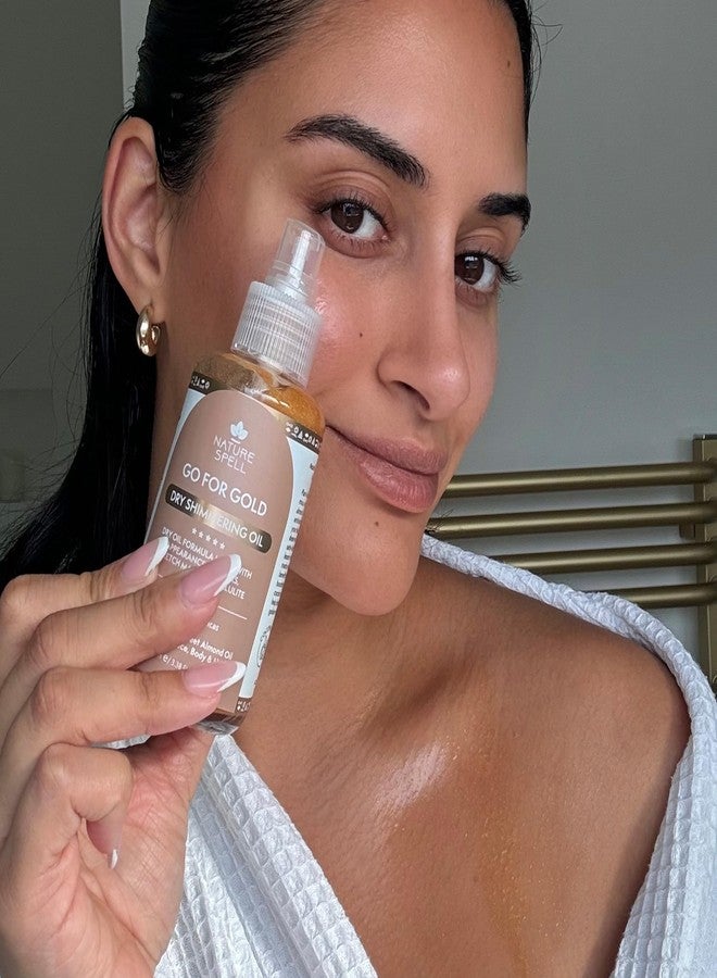 Nature Spell Go For Gold Shimmering Dry Oil - 100ml Glow Enhancing Oil for Face, Body & Hair - Lightweight, Non-Greasy, Nourishing Body Highlighter for Radiant Skin - Image 3