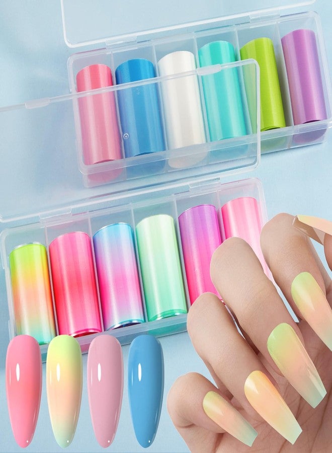 SILPECWEE 2 Boxes Nail Foil - Fluorescence and Aurora, Holographic Nail Art Foil Transfer Colorful Nail Stickers Fingernail Wraps Nail Art Decoration Accessories - Image 1