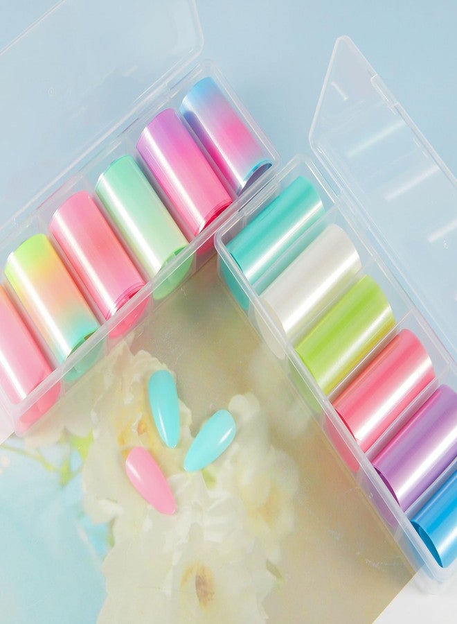 SILPECWEE 2 Boxes Nail Foil - Fluorescence and Aurora, Holographic Nail Art Foil Transfer Colorful Nail Stickers Fingernail Wraps Nail Art Decoration Accessories - Image 4